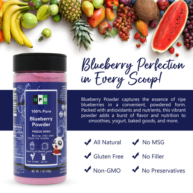 NPG Blueberry Powder 7 Oz Freeze Dried 100% Pure