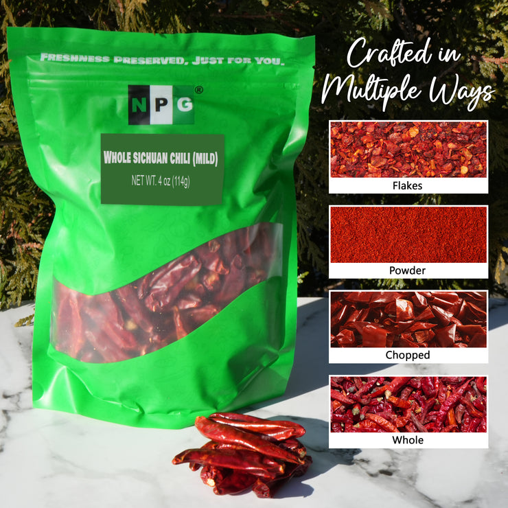 NPG Dried Sichuan Red Chili Whole Pepper 4 Oz