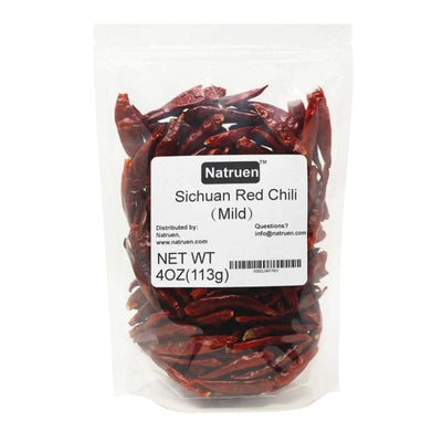 Natruen Whole Dry Szechuan Chinese Red Chili Pods 4 Oz Mild