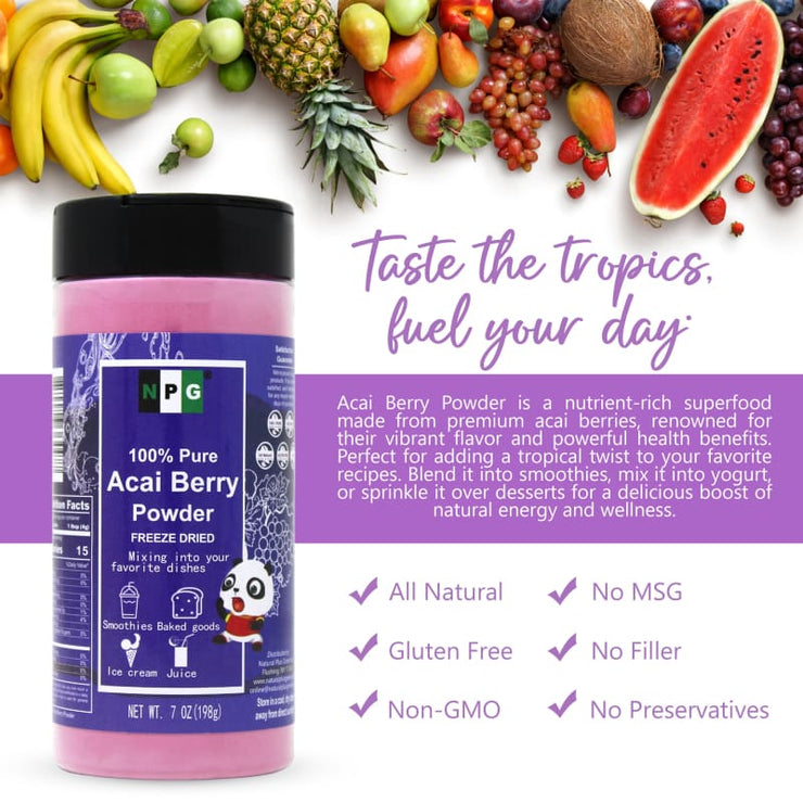 NPG Acai Berry Powder 7 Oz Freeze Dried 100% Pure