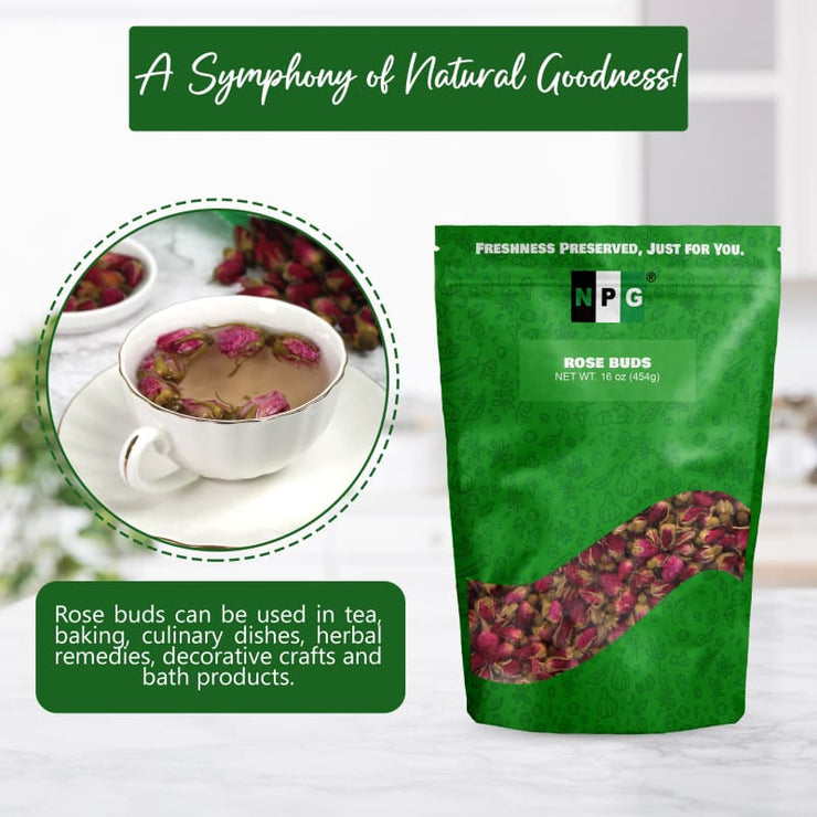 NPG Dried Rose Buds Flower Herbal Tea 16 Oz