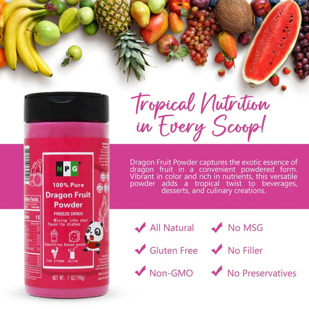 NPG Red Dragon Fruit Powder 7 Oz Freeze Dried 100% Pure